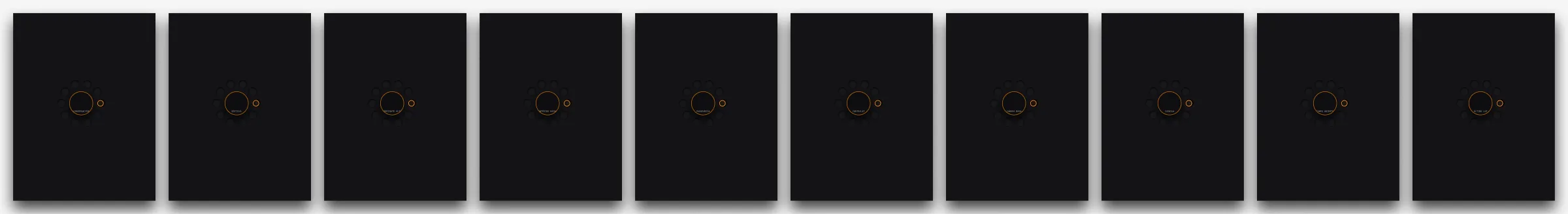 The ten variants of the dial component in Figma, one per selected photograph, each with the hole of origin left empty