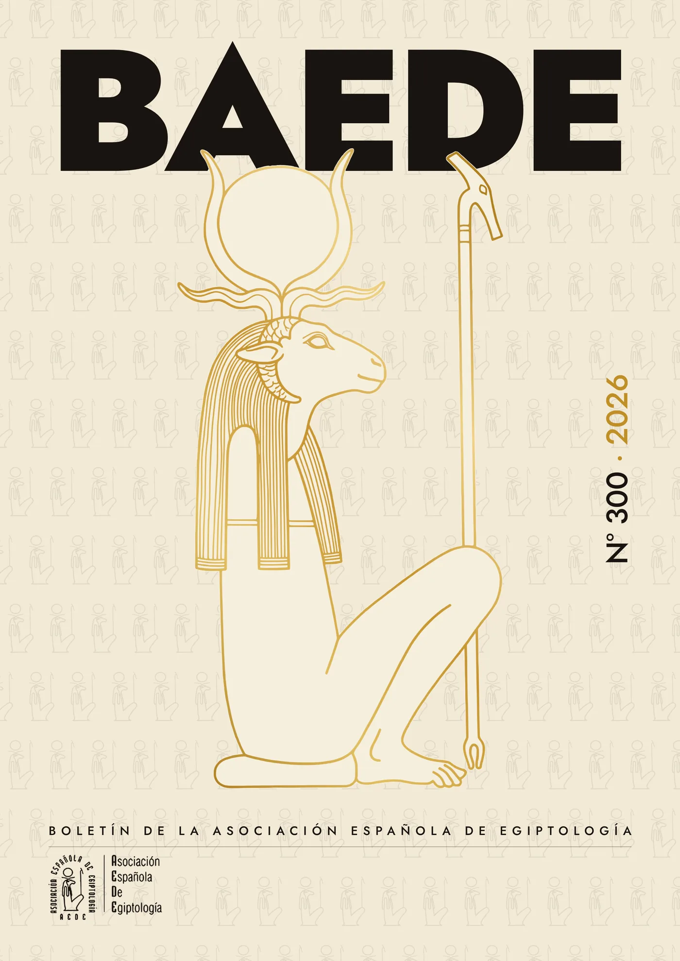 Proposed BAEDE cover with Herishef, the ram-headed god from the association’s own logo, in gold line